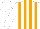 White and orange stripes, white sleeves and cap