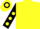 Yellow, black sleeves, yellow spots, hooped cap
