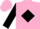 Shocking pink, black diamond and sleeves, shocking pink cap, black peak