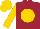 Maroon, gold spot, sleeves and cap