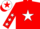 Red, white star, red sleeves, white stars, white cap, red star and peak