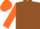 Brown and orange checks, orange sleeves and cap