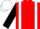 Red, white braces, black sleeves, white cap