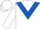 White, royal blue chevron, white sleeves and cap