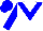 White, blue v bib, blue sleeves and cap