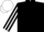Black, black and white striped sleeves, emerald cap