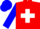 Red, white maltese cross, blue sleeves and cap