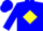 Blue, yellow diamond, blue sleeves, yellow cuffs and cap, blue peak