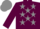 Maroon, grey stars, maroon sleeves, grey cap