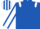 Royal blue, white epaulettes, white sleeves, royal blue seams, striped cap