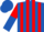Royal blue and red stripes, red and royal blue halved sleeves and cap