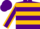 Purple and gold hoops, purple sleeves, gold seams, purple cap, gold peak