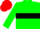 Green, black hoop, green sleeves, black armbands, red cap