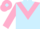 Light blue, light pink chevron and sleeves, light blue armbands and cuffs, light pink cap, light blue diamond