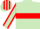 Light green, red hoop, light green sleeves, red seams, striped cap