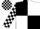 Black and white quartered, checked sleeves and cap