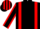 Black, red braces, black sleeves, red seams, striped cap