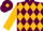 Maroon, gold band of diamonds, gold sleeves, maroon cap, gold diamond