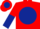 Red, dark blue disc, halved sleeves