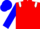 Red, white epaulettes, blue sleeves and cap