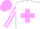 White, lilac maltese cross, striped sleeves, lilac cap