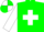 Green, white maltese cross and sleeves, quartered cap