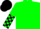 Green and black checks, checked sleeves, halved cap