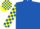 Royal blue, royal blue and yellow checked sleeves and cap