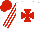 White, red maltese cross, striped sleeves and cap