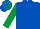 Royal blue, emerald sleeves, hooped cap