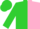 Lime and pink halved vertically, lime sleeves, pink cuffs and cap