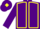 Purple, bright yellow seams, purple cap, bright yellow diamond