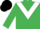 Emerald green, white chevron, black cap