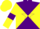 Purple and yellow diabolo, yellow sleeves, purple armlets and star on yellow cap