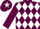 Maroon & white diamonds, white armlet, white star on cap