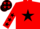 Red, black star, black stars on sleeves, black cap, red stars