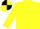 Yellow body, yellow arms, yellow cap, black quartered