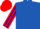 Royal blue, red and purple striped sleeves, red cap