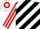 Black, red and white diagonal stripes, striped sleeves, hooped cap
