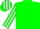 Green, white crossed sashes, striped sleeves and cap