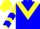 Blue, yellow chevron, yellow sleeves, blue chevrons, yellow cap