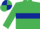 Emerald green, dark blue hoop and armbands, quartered cap