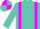 Turquoise, magenta braces, quartered cap