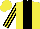 Yellow, black stripe, striped sleeves, yellow cap