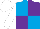 Turquoise blue and purple quartered, white sleeves and cap