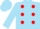 Sky blue, red spots, sky blue sleeves, spotted cap