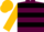 Maroon and black hoops, gold sleeves and cap