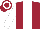 maroon, white stripe and sleeves, maroon cap, white hoop