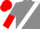 Grey, white sash, red sleeves, grey and red halved cap