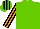 Light green, orange and black striped sleeves and cap